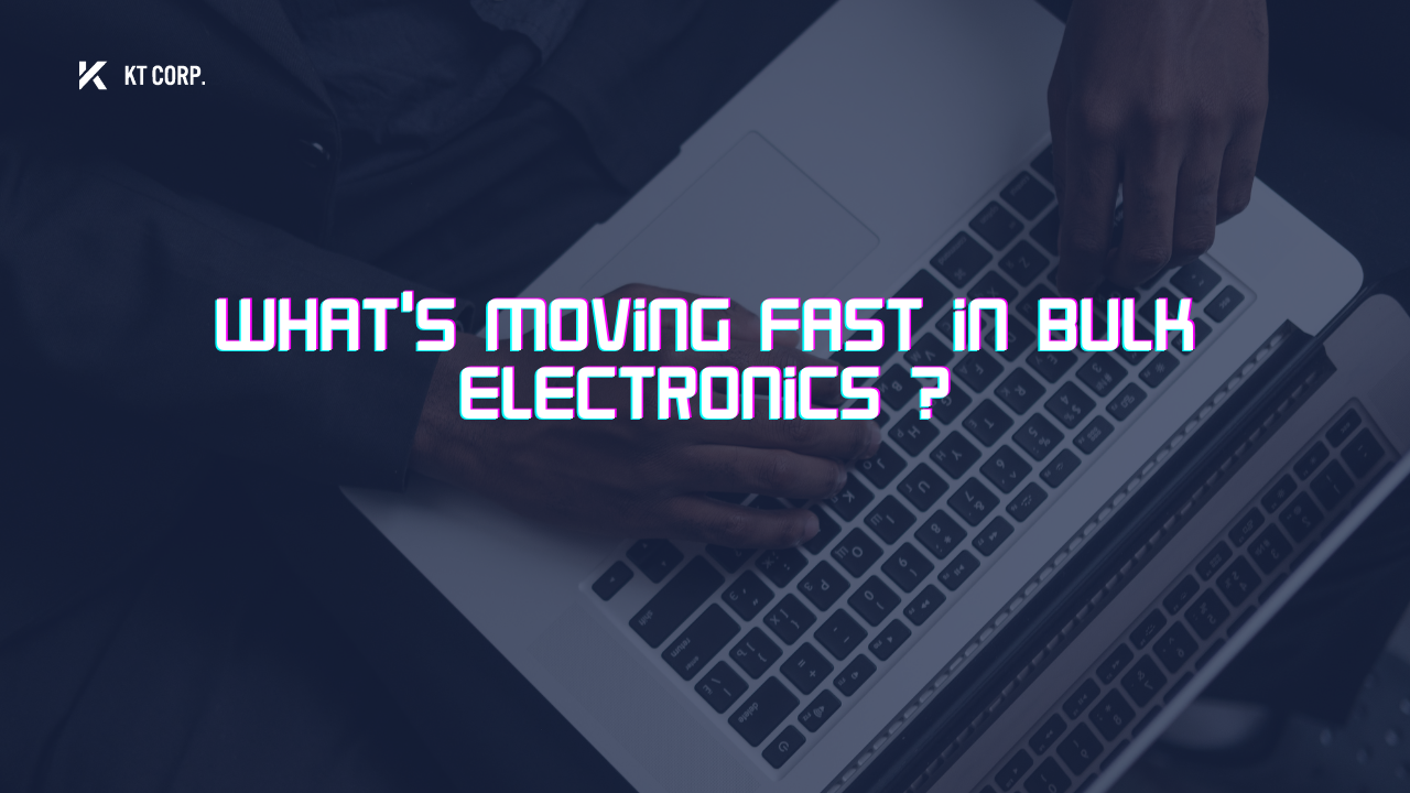 image of a laptop and text bulk electronics blog post 